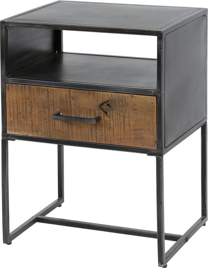Giga Meubel Gm Nachtkastje Robuust Hardhout Zwart 1 Lade Kast Blend