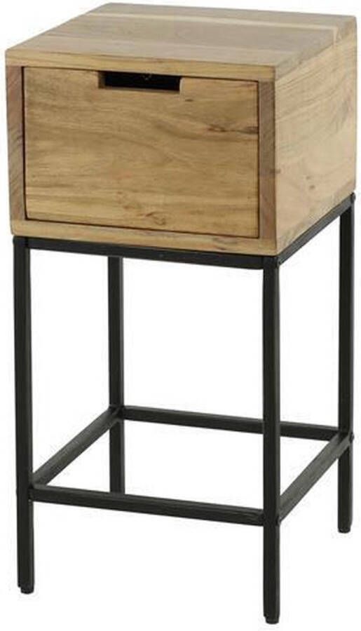 Giga Meubel Nachtkastje XS Naturel Massief Acacia 30x30x60cm Nachtkastje XS Flat