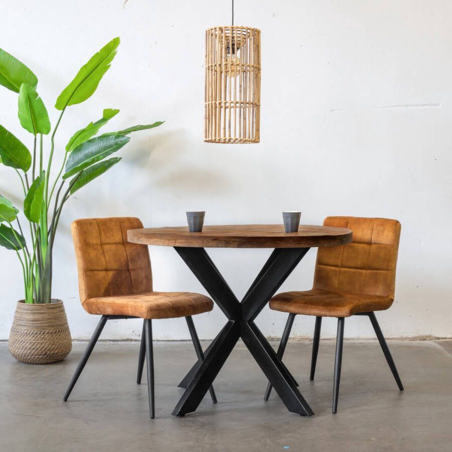 Giga Meubel Ronde Eettafel Hout & Metaal Eettafel Thijs Ø150cm