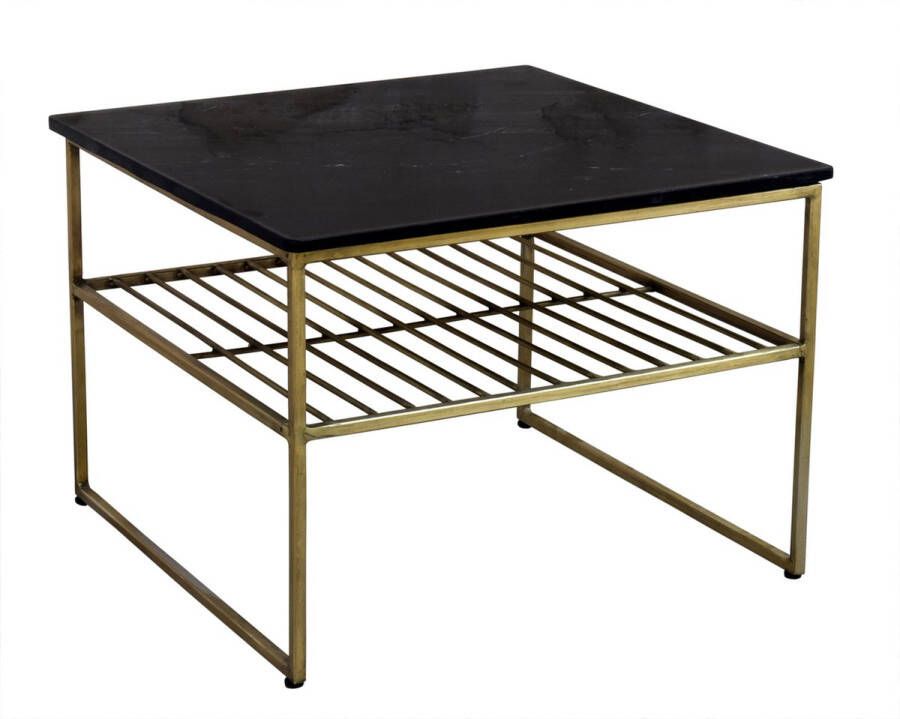 Livingfurn | Salontafel Dian Marble Black Gold 55cm | Woonkamertafels | Salontafel