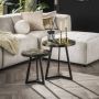 Giga Meubel Salontafel Set van 2 Black and Gold Rond Teakhout - Thumbnail 1