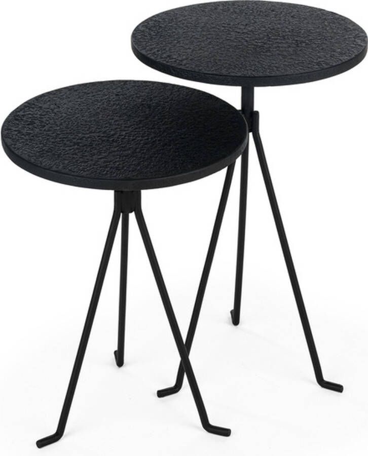 Giga Meubel Salontafel Set van 2 Rond Zwart Driepoot Ø38cm Tafel Lava