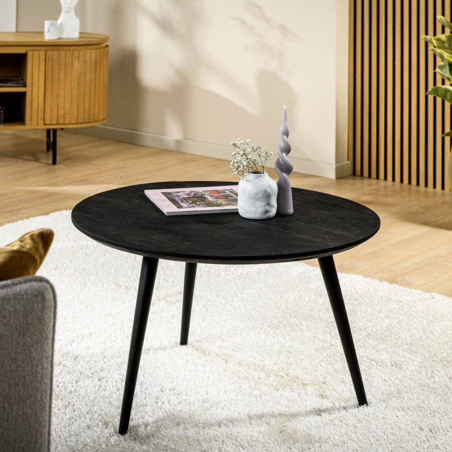Giga Meubel Salontafel Zwart Mangohout 75x75x45cm Salontafel Luan