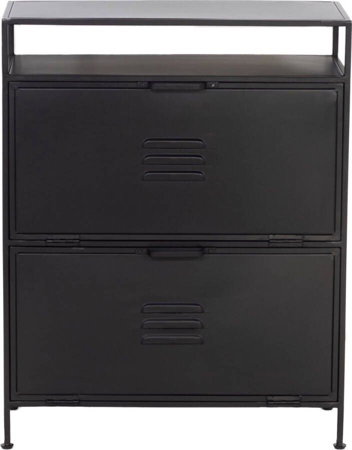 Giga Meubel Schoenenkast Zwart Metaal 70x32x90cm Kast Locker