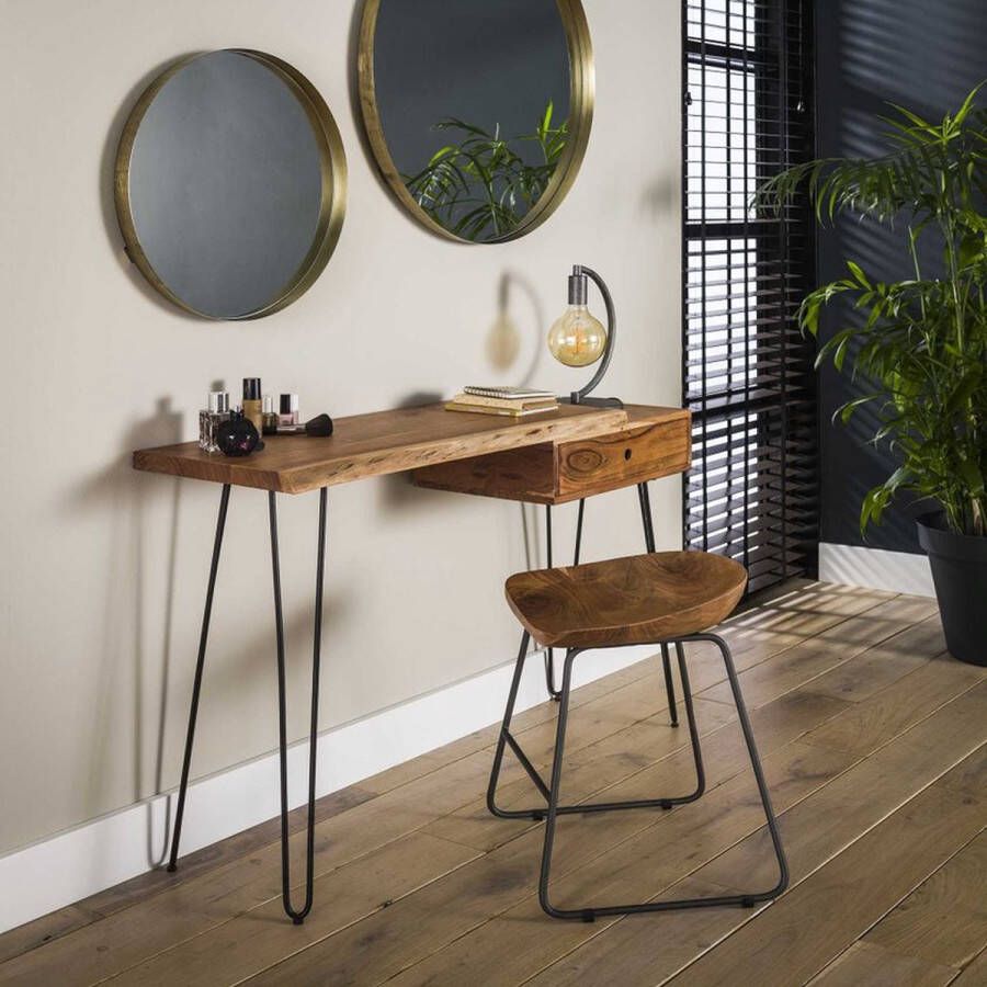 Giga Meubel Sidetable Acaciahout Naturel Metalen Onderstel Tafel Edge