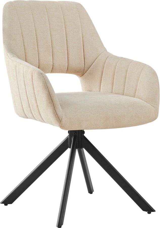 Giga Meubel Stoel Draaibaar Beige Stof Textiel 57x58x84cm Stoel Nola Draaibaar