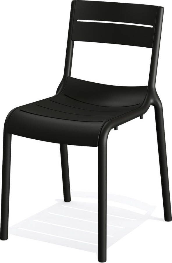 Giga Meubel Terrasstoel Kunststof Zwart Stapelbaar 55x49x82cm