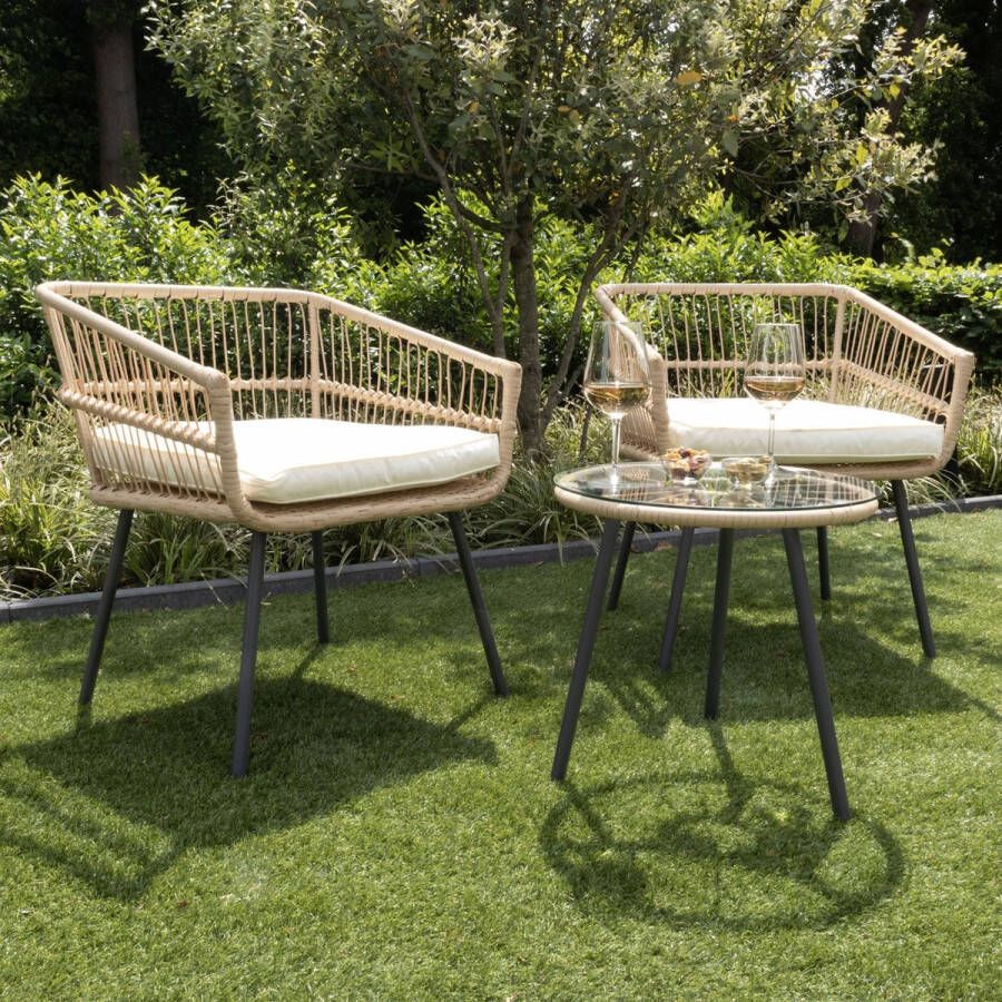 Giga Meubel Tuinset Dylano Rattan 2 Stoelen & 1 Tafel Naturel