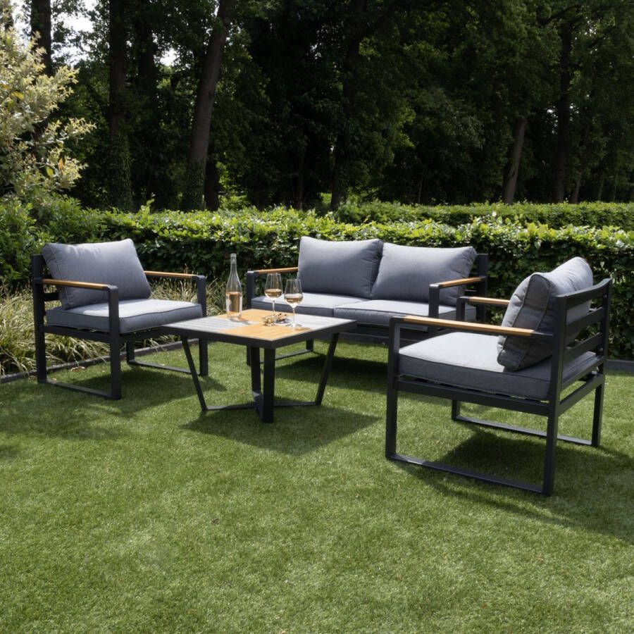 Giga Meubel Tuinset Aluminium Antraciet 4-Delig Set Joshua