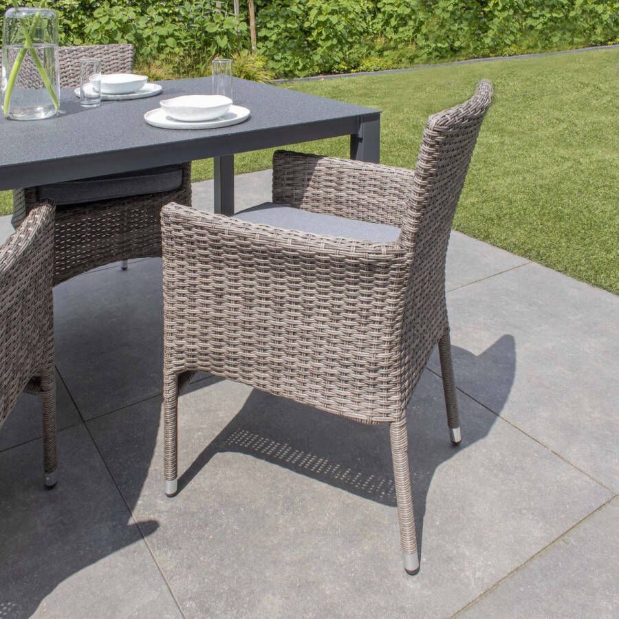Giga Meubel Tuinstoel Wicker Grijs 57x59x89cm Dining Tuinstoel Raaf