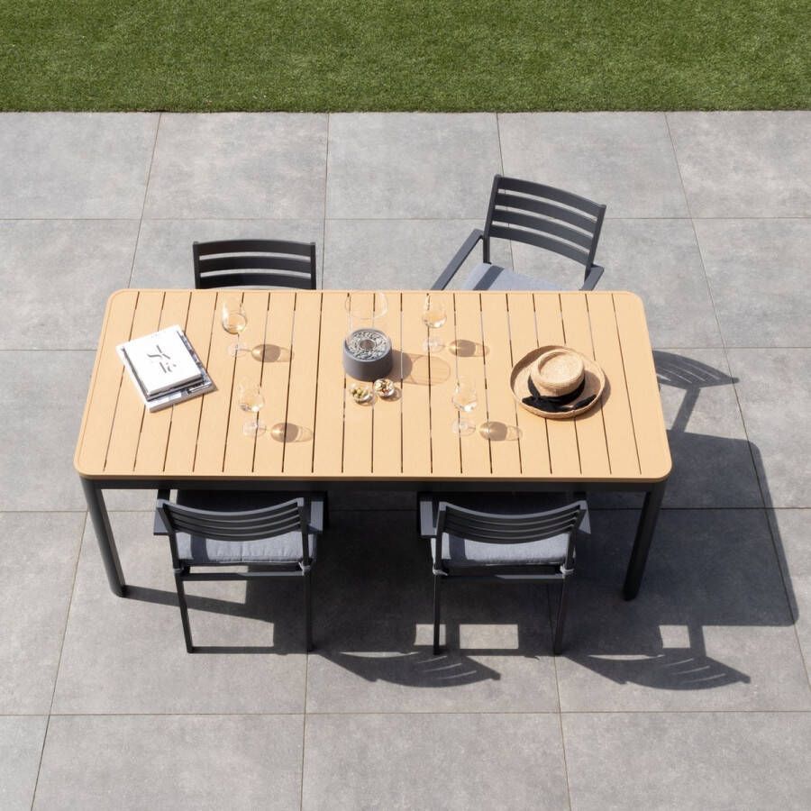 Giga Meubel Tuintafel Aluminium Naturel Polywood 200cm Tuintafel Brent