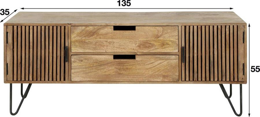 Giga Meubel Tv Meubel Mangohout Naturel 2 Deuren 2 Lades Kast Tweak