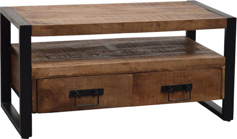 Livingfurn Industrieel TV-meubel Strong Mangohout en staal 102 cm