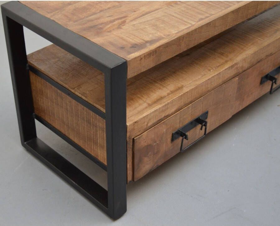 Livingfurn Industrieel TV-meubel Strong Mangohout en staal 180cm