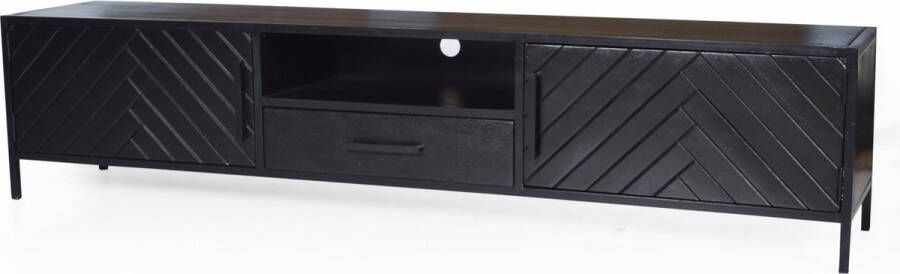 Livingfurn TV-meubel York Mangohout visgraat 200cm zwart