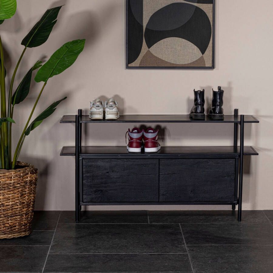 Giga Meubel Tv-Meubel Zwart Mangohout 130x38x70cm Tv-Meubel Antoni