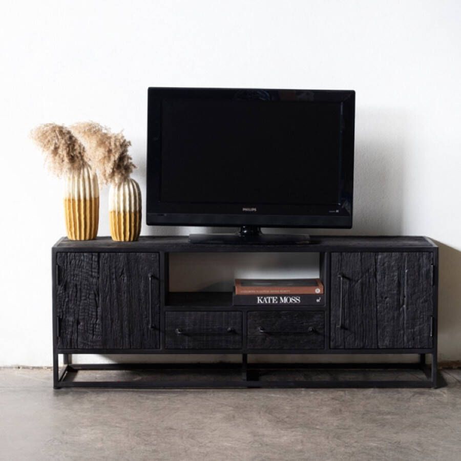 Giga Meubel Tv Meubel Zwart Mangohout Metalen Frame Pure Black M