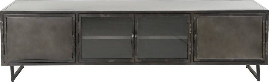 Giga Meubel Tv Meubel Zwart Metaal 4 Deuren 180cm Kast Rift
