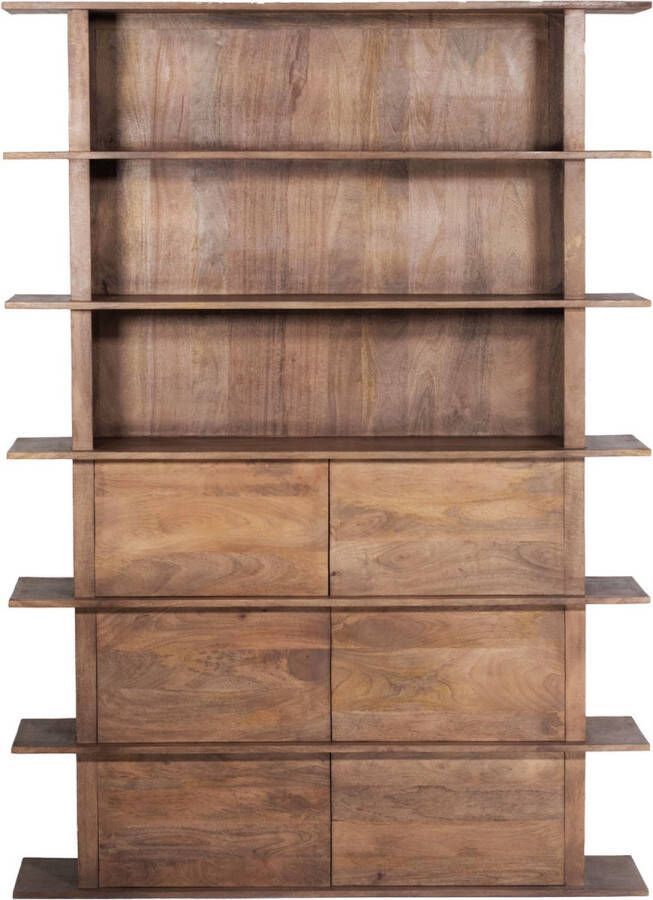 Giga Meubel Vakkenkast Bruin Mangohout 150x40x210cm Vakkenkast Mano