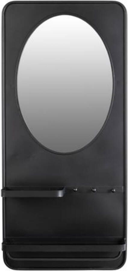 Giga Meubel Wandspiegel Shelf Zwart IJzer 53x13x108cm Ovale Spiegel Pascal L