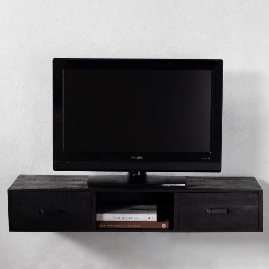 Giga Meubel Zwevend Tv-Meubel Zwart Mangohout 120x40x20 Dylan