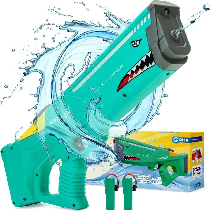 GILA Waterpistool Automatisch vullen 2 accu's Buitenspeelgoed Elektrisch waterpistool Groen