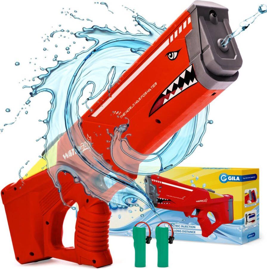 GILA Waterpistool Automatisch vullen 2 accu's Buitenspeelgoed Elektrisch waterpistool Rood