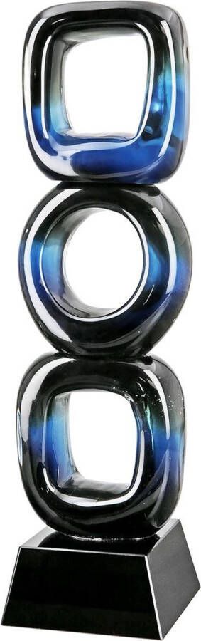 Gilde Modern glaskunst sculptuur in blauw en zwart glas Paro Glassart 8 x 9 x 31 cm (LXBXH)