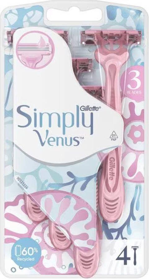 Gillette x6 Venus Simply 3 Wegwerpmesjes 4 Stuks