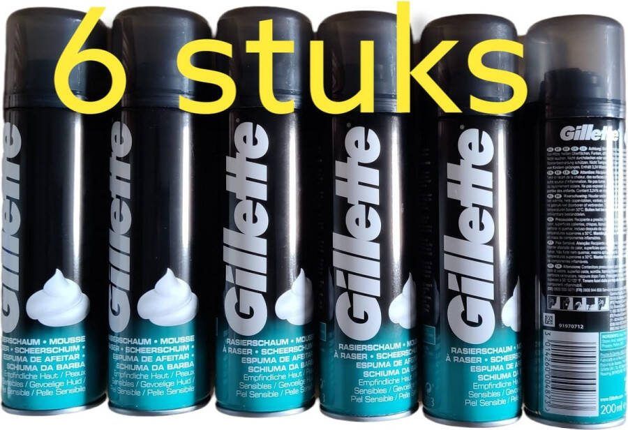 Gillette 6 X Scheerschuim Classic Sensitive 200 ml 3014260004873