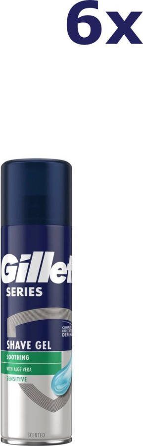 Wooners Gillette Scheergel Sensitive Gevoelige huid 6 x 200 ML Voordeelverpakking