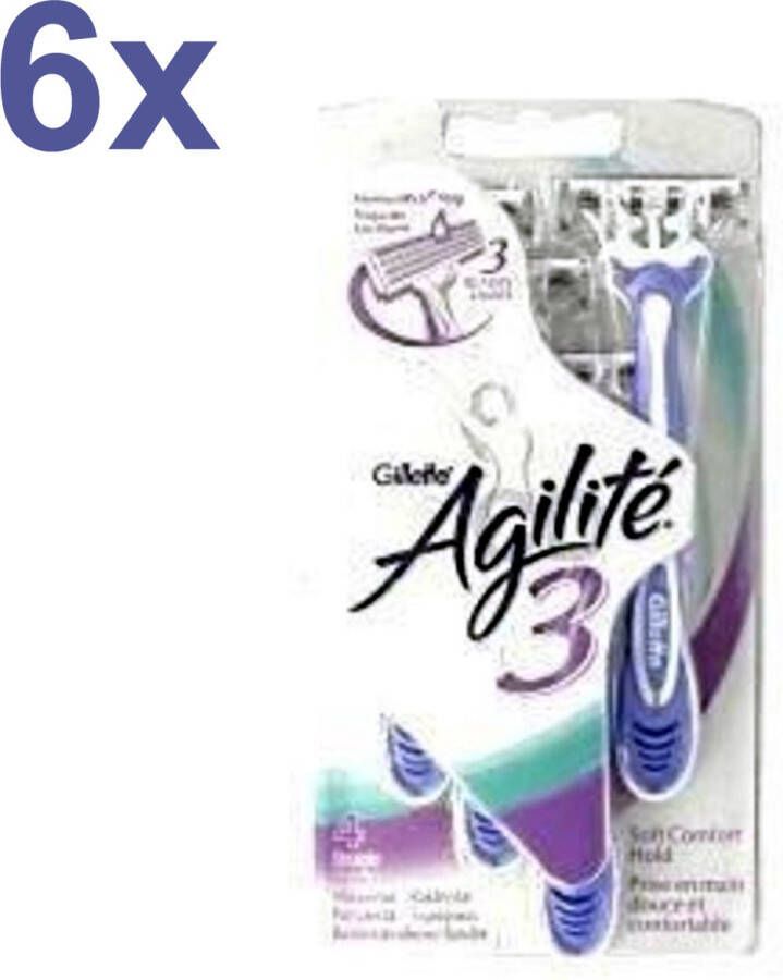 Gillette Agilite 3 Women Wegwerpmesjes 6x 6 Stuks Voordeelverpakking
