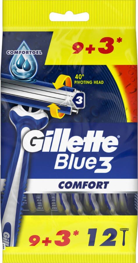 Gillette Blue 3 Comfort ( 9 + 3 Pcs ) Disposable Razors Wegmerp mesjes