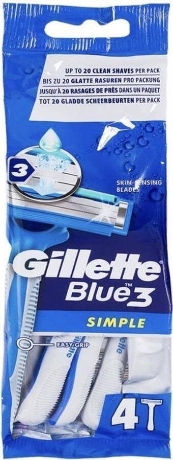 Gillette Blue 3 Simpele Wegwerpscheermessen 4 stuks
