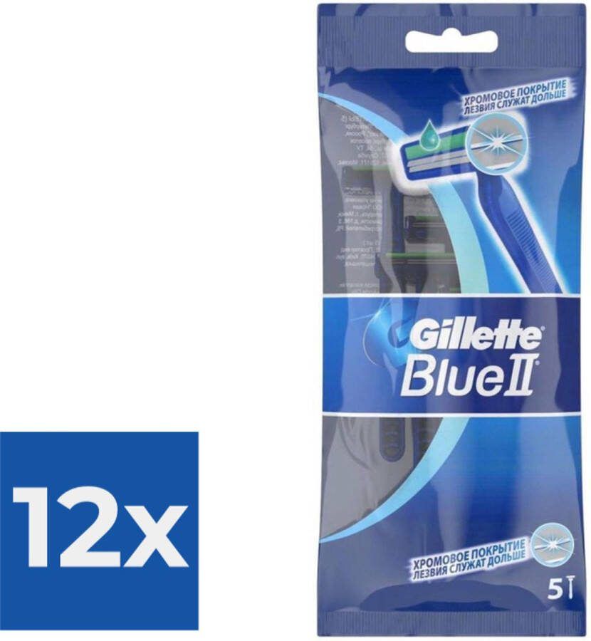 Gillette Blue II 5 stuks Wegwerpscheermesjes Voordeelverpakking 12 stuks