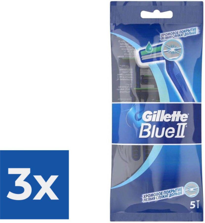 Gillette Blue II 5 stuks Wegwerpscheermesjes Voordeelverpakking 3 stuks