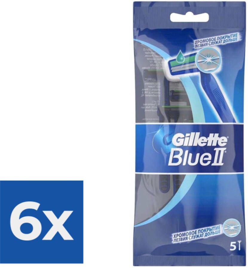 Gillette Blue II 5 stuks Wegwerpscheermesjes Voordeelverpakking 6 stuks