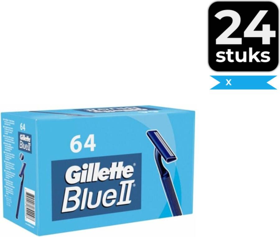 Gillette Blue II Wegwerpscheermesjes 64 Stuks Voordeelverpakking 24 stuks
