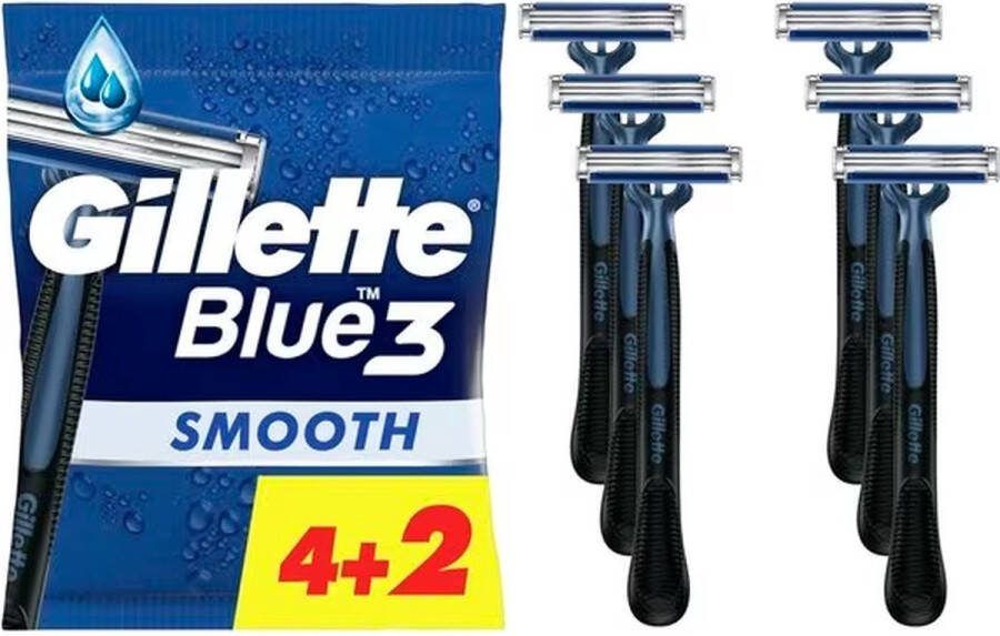 Gillette BLUE3 WEGWERPSCHEERMESJES 6 STUKS X PACK
