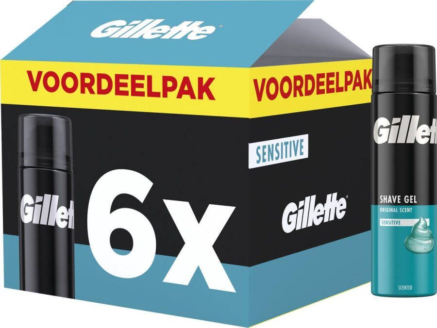 Gillette Classic Sensitive Scheergel Voor Gevoelige Huid voordeelverpakking 6 x 200ml