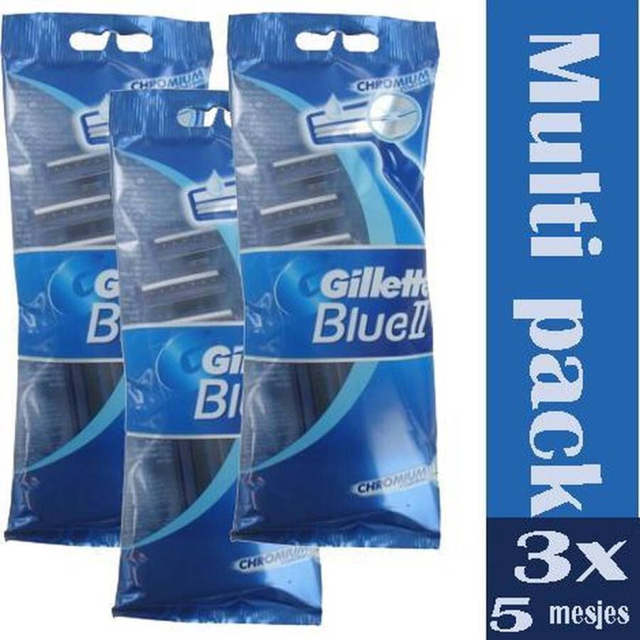 Gillette Drie pakken Blue II Wegwerpscheermesjes 5 Mesjes