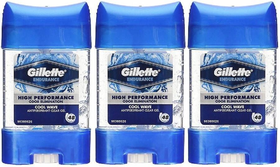 Gillette Endurance Cool Wave Antiperspirant Clear Gel Deodorant 3x 70 ml