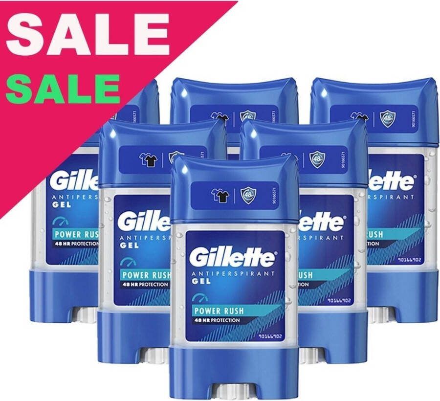 Gillette Endurance Power Rush Antiperspirant Clear Gel Deodorant 6 x 70 ml