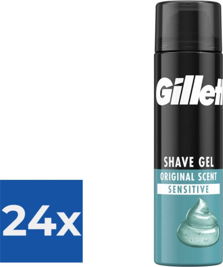 Gillette Gevoelige Huid Scheergel Basic 200 ml Voordeelverpakking 24 stuks