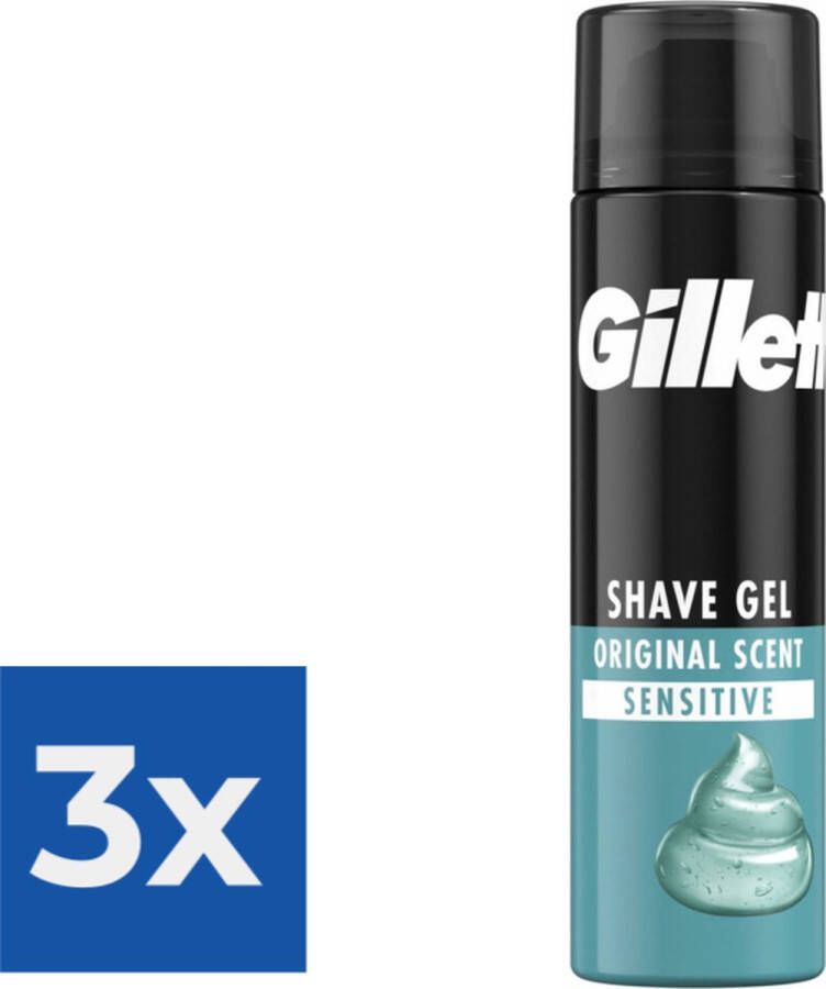 Gillette Gevoelige Huid Scheergel Basic 200 ml Voordeelverpakking 3 stuks