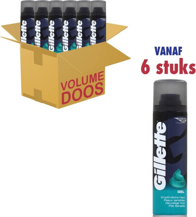 Gillette Gevoelige Huid Voordeelverpakking 6x200ml Scheergel