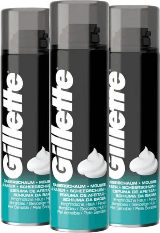 Gillette Gilette scheerschuim gevoelige huid sensitive skin 3 stuks voordeelverpakking 3x 200ml