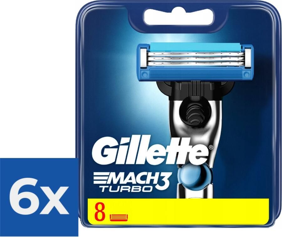 Gillette Mach3 Turbo-8 stuks-scheermesjes Voordeelverpakking 6 stuks