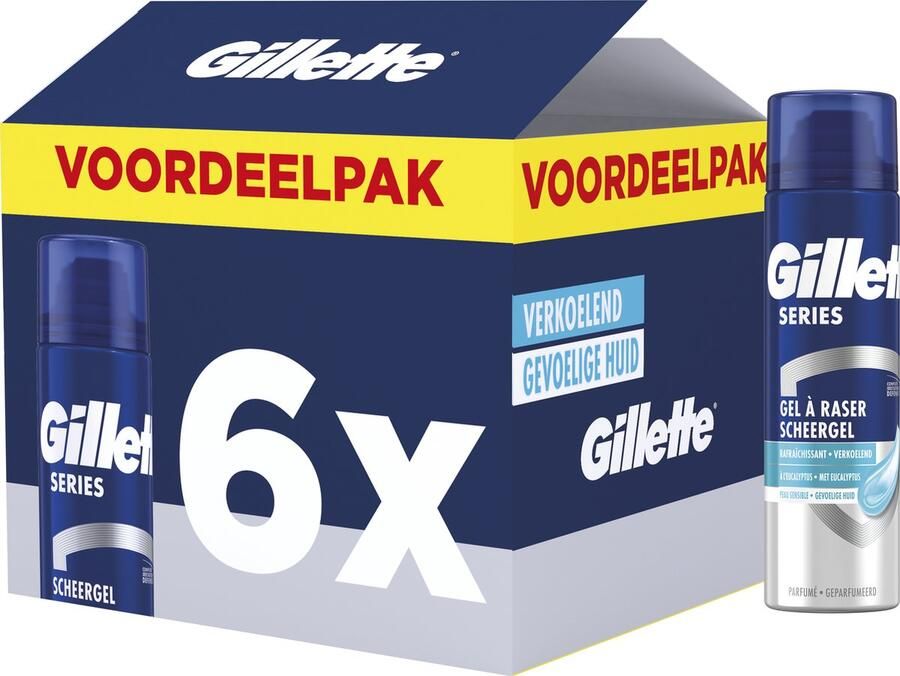 Gillette Series Verkoelende Scheergel Met Eucalyptus voordeelverpakking 6 x 200ml