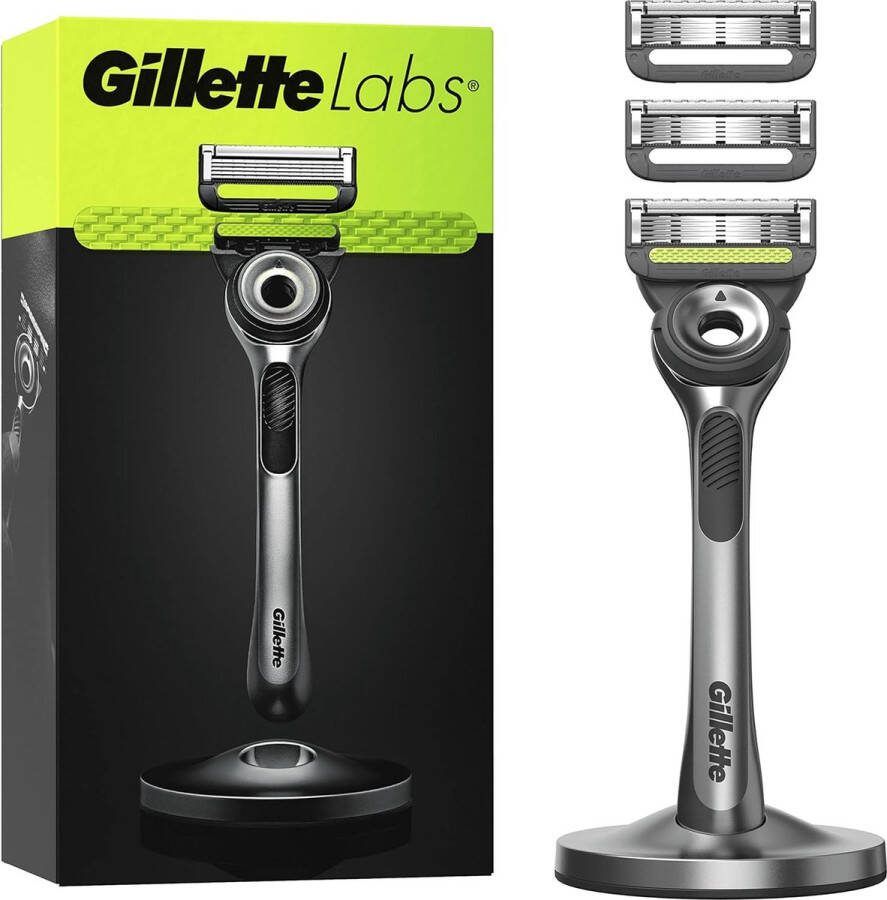 Gillette Labs met scrubstang scheermes voor heren 1 handvat 3 navullingen met premium magnetische houder